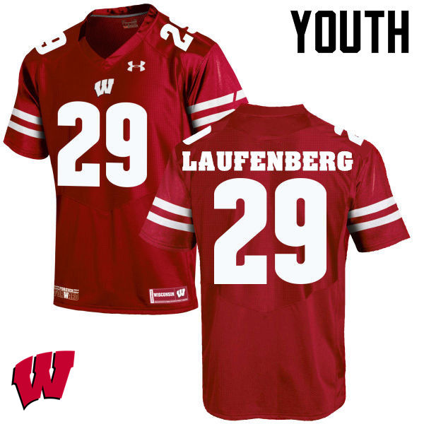 Youth Wisconsin Badgers #29 Troy Laufenberg College Football Jerseys-Red - Click Image to Close